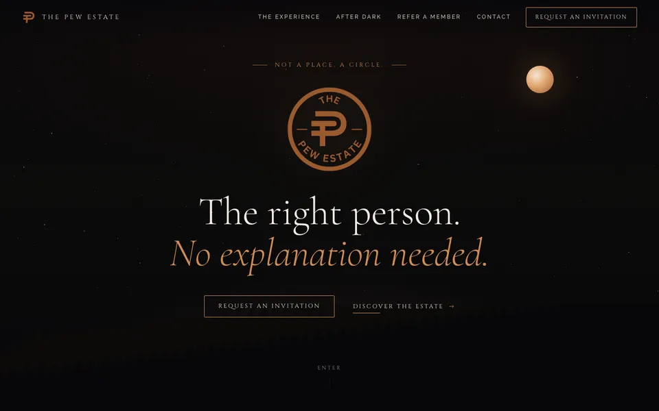 The The Pew Estate homepage on a desktop screen